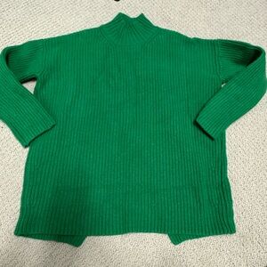 Sezane green split back sweater